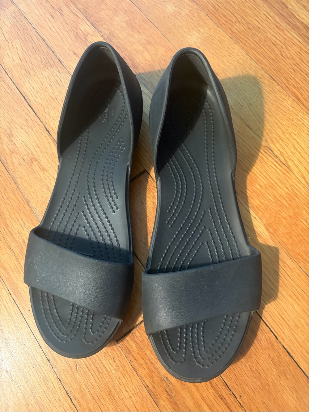 Women’s Casual Open-Toe Slip-On Sandals - Black croc